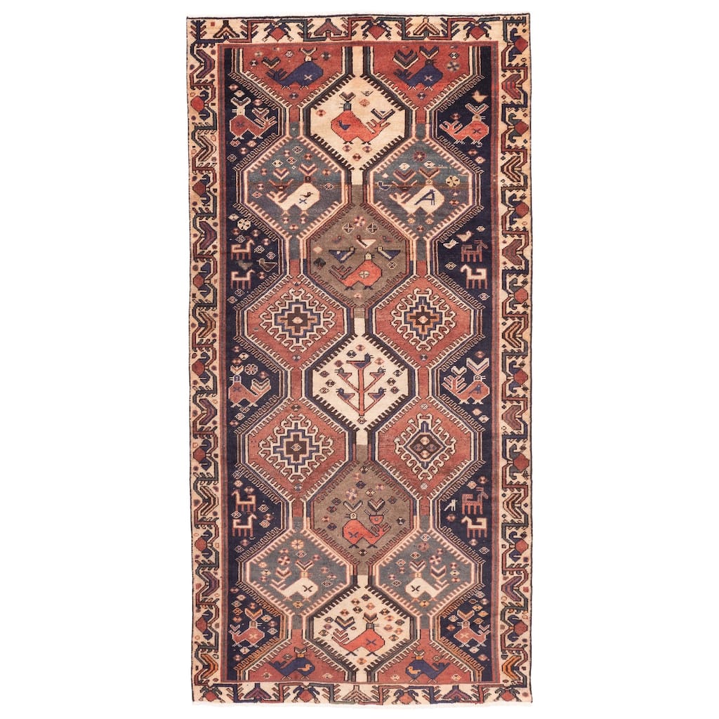 ECARPETGALLERY Hand-knotted Kayseri Vintage Dark Copper, Dark Navy Wool Rug - 4'8 x 9'6
