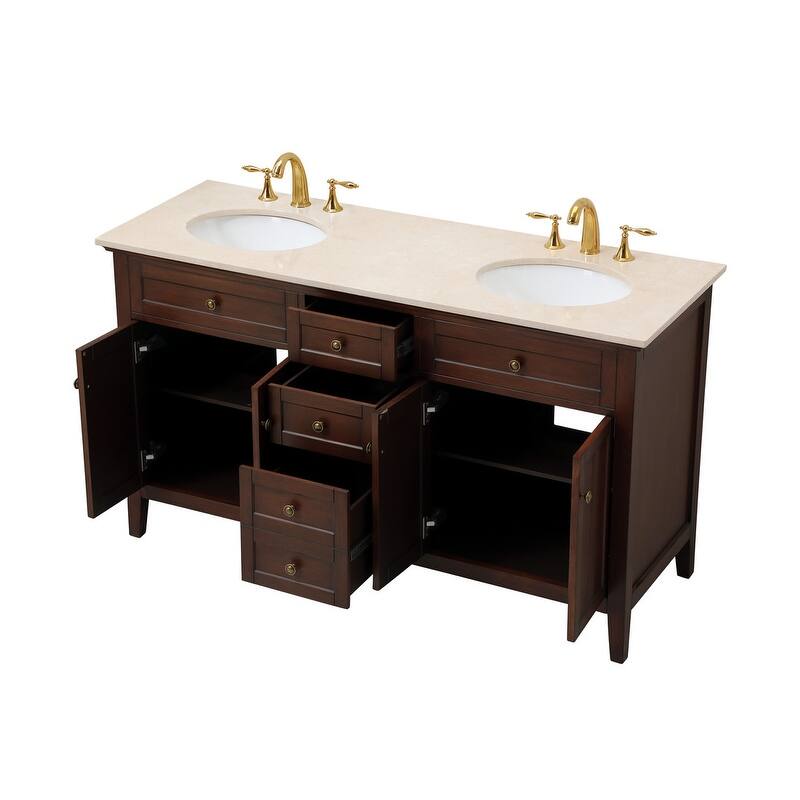 Modern 60" Double Bathroom Vanity Set