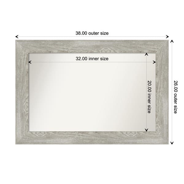 dimension image slide 68 of 113, Dove Greywash Framed Non-Beveled Custom Wall Mirror, Bathroom Vanity Mirror