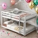 preview thumbnail 1 of 18, Twin over Twin Low Height Design Floor Bunk Bed,Spacious for home White