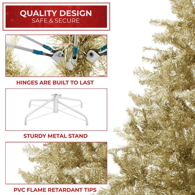75ft Gold Artificial Holiday Christmas Tree with Metal Stand - 7.5 ft