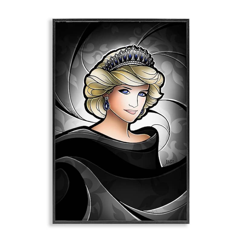 Stupell Royal Peoples' Princess Framed Giclee Art Design By Mandie Manzano - 12 x 18 - Black