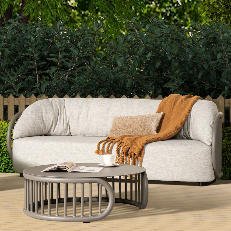 Harper 34.5" Aluminum Patio Round Coffee Table