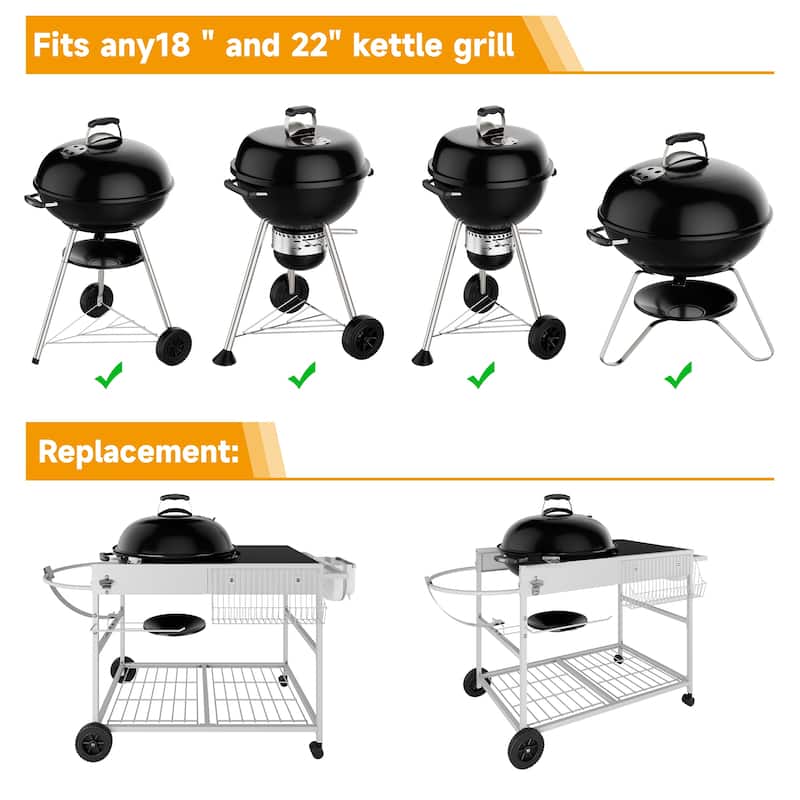 Outdoor Metal Bar Cart with Lid Holder & Storage, Rolling Grill Cart - N/A