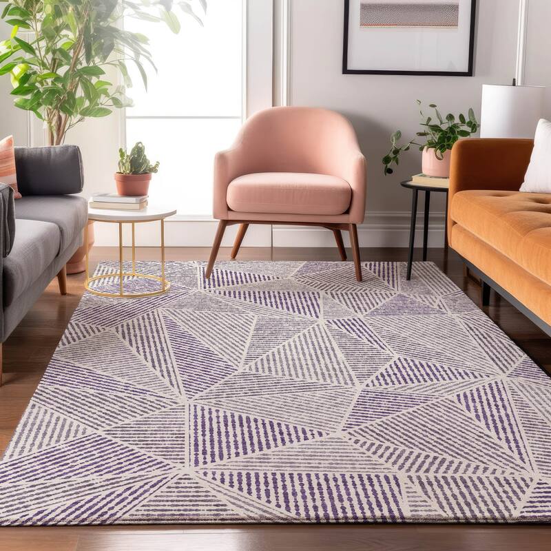 Premium Washable Super Soft Contemporary Mosaic Mayfield Rug - Purple - 5' x 7' 6" - Rectangle