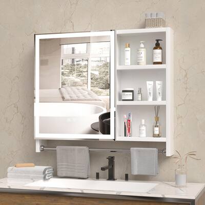 32x28" Modern Bathroom Medicine Cabinet with Mirror, LED Lights