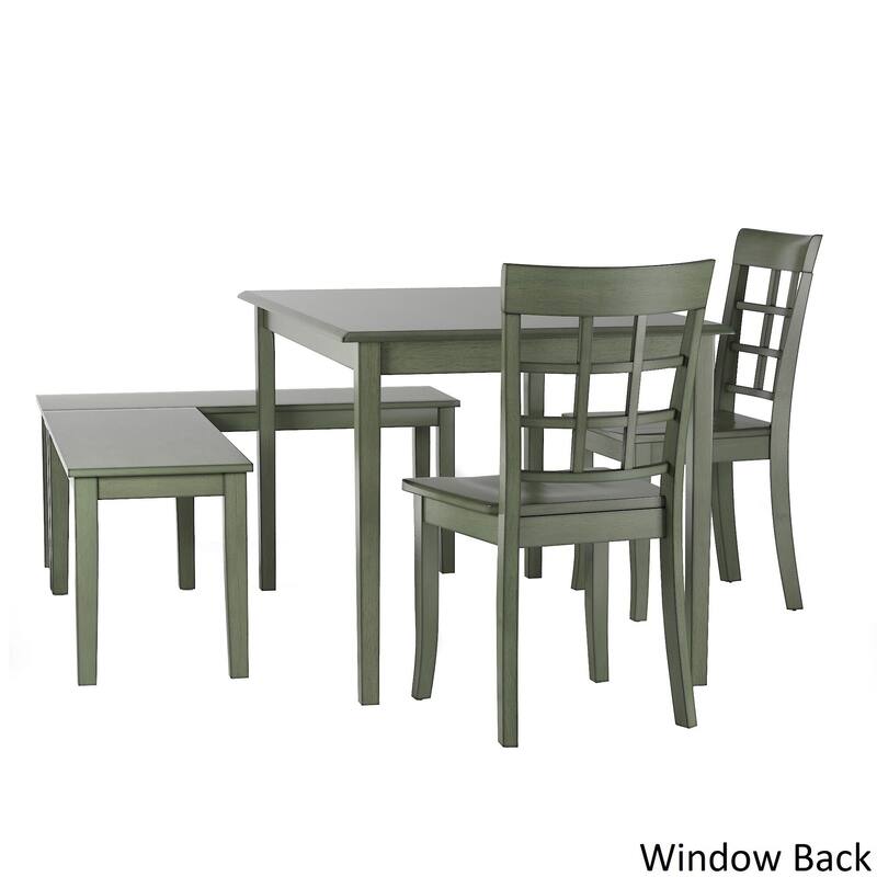 Wilmington II Rectangular Antique Sage Green Breakfast Nook Set by iNSPIRE Q Classic - Window Back