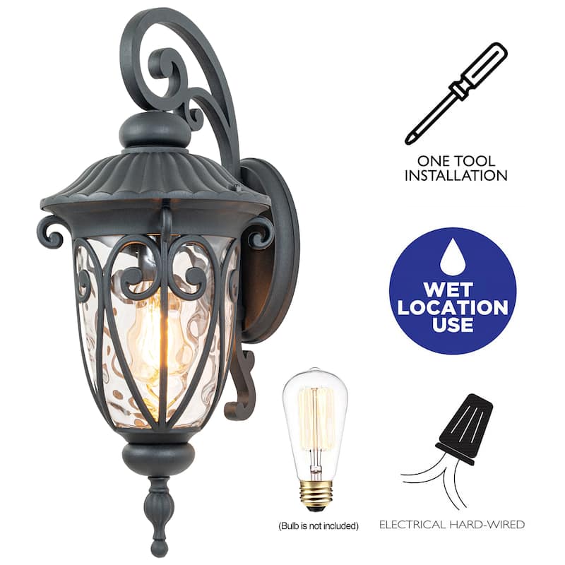 C Cattleya 1-Light Matte Black Aluminum Outdoor Wall Lantern Sconce with Clear Glass