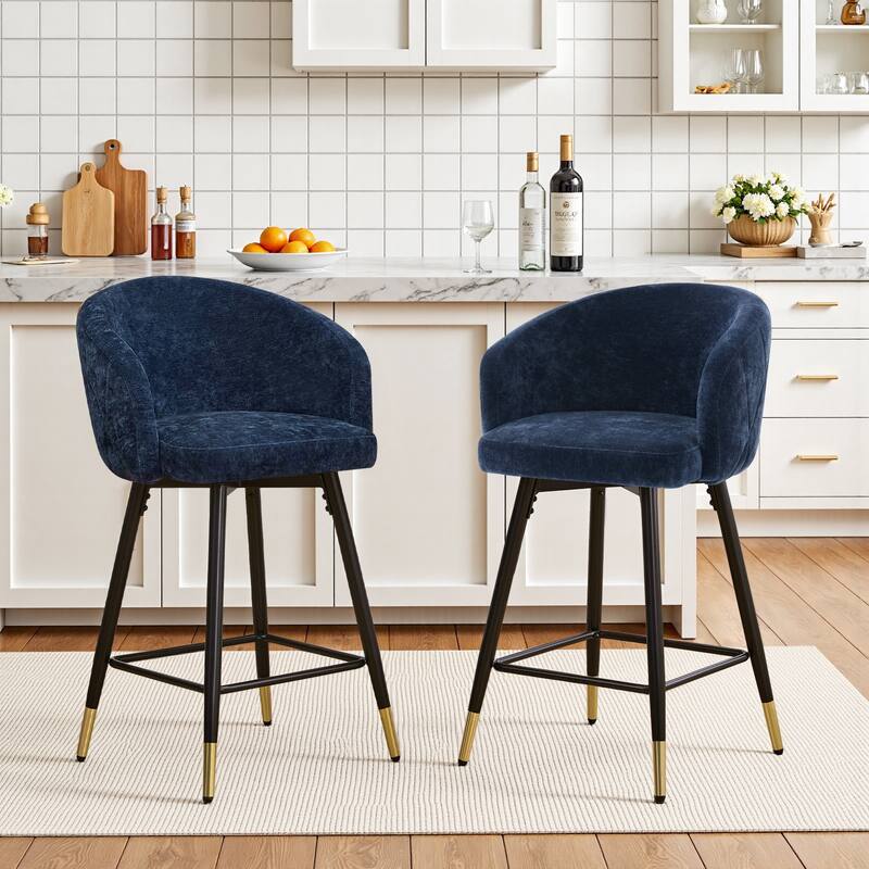 26" Counter Height Swivel Barstool with Arms and Metal Legs - 37"H x 22"W x 22"D