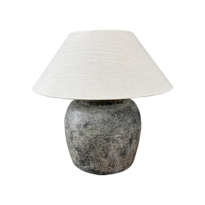 Approx.16 Inch High Rustic Vintage Sandstone Table Lamp - White