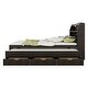 preview thumbnail 21 of 23, Full Size Wooden LED Platform Bed with Trundle, with Storage Headboard, with Drawers