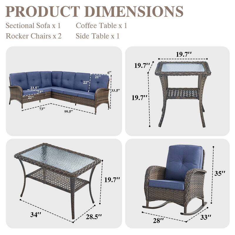 Outdoor Conversation Sofa Rocker Chair Table