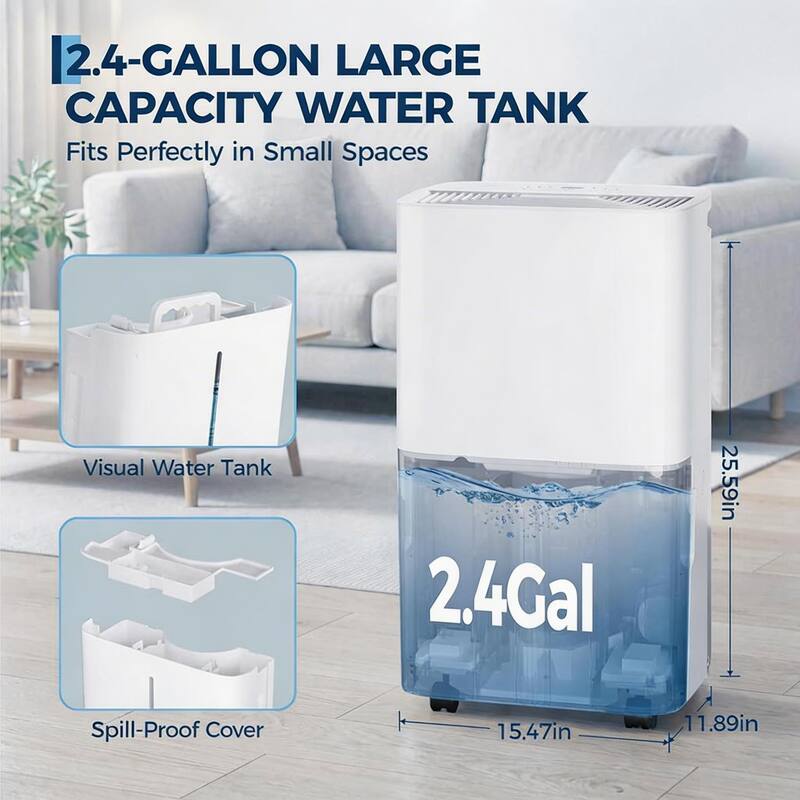 50 Pint Dehumidifier, with Reusable Air Filter Control, up to 5,500 Sq Ft