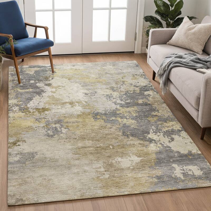 Machine Washable Indoor/ Outdoor Modern Contemporary Chantille Rug