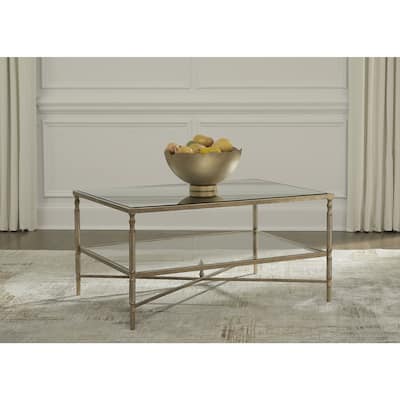 Signature Design by Ashley Cloverty Aged Gold Coffee Table - 37.75" W x 28" D x 19.25" H
