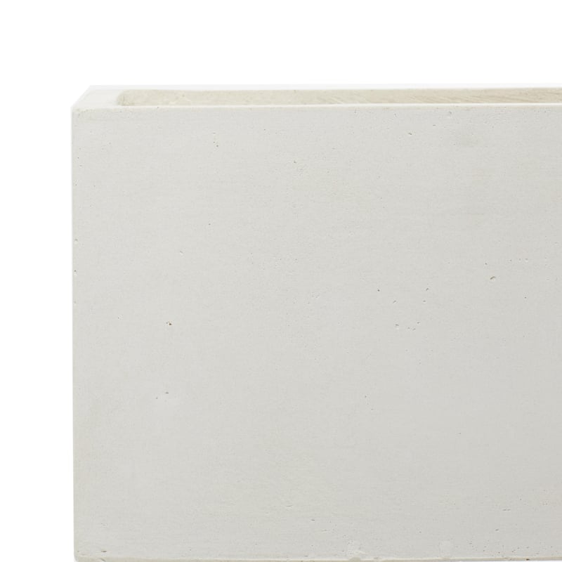 Fiberclay Ceramic Rectangular Indoor Outdoor Planter with Brown Wooden Legs - Set of 2 White - Roche River Decor