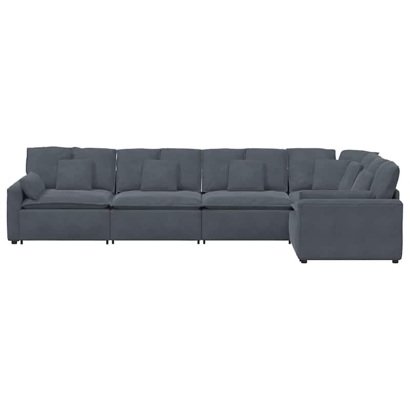 vidaXL Modular Sofa Dark Grey Velvet (100% polyester) L-shaped Modular - 85.4 x 164.2 x 25.2 in