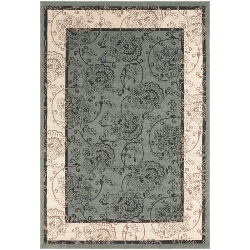 Janelle Indoor/Outdoor Transitional Floral Border Area Rug