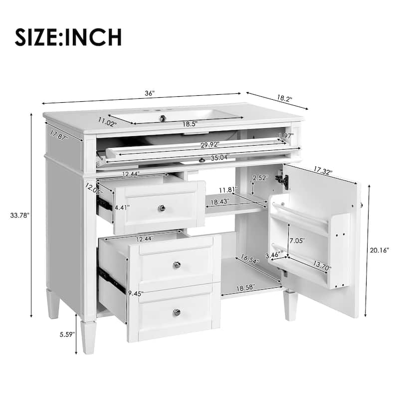 Modern Bathroom Vanity with 2 Drawers and a Tip-out Drawer