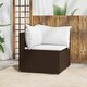 preview thumbnail 90 of 100, vidaXL Patio Corner Sofa with Cushions Black/Brown/Gray Poly Rattan 24.8" x 24.8" x 22.6" 1-Piece - Brown/Cream white