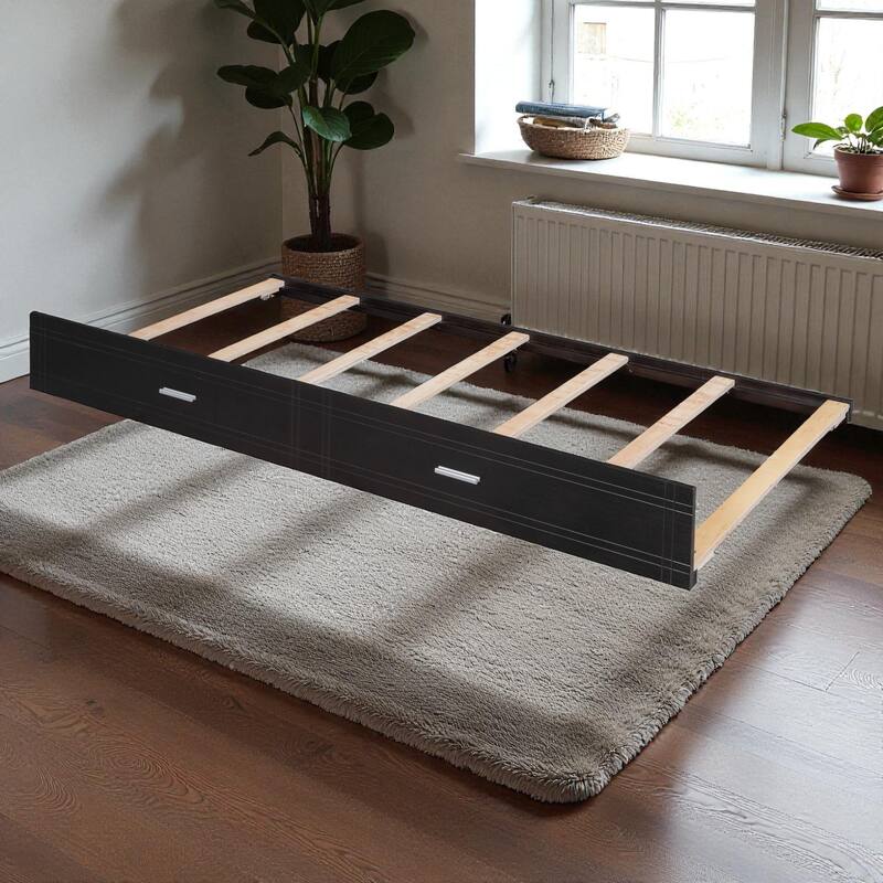 Full Over Full Bunk Bed with Twin Trundle and Storage Staircase, Solid Wood Frame, Space-Saving Design