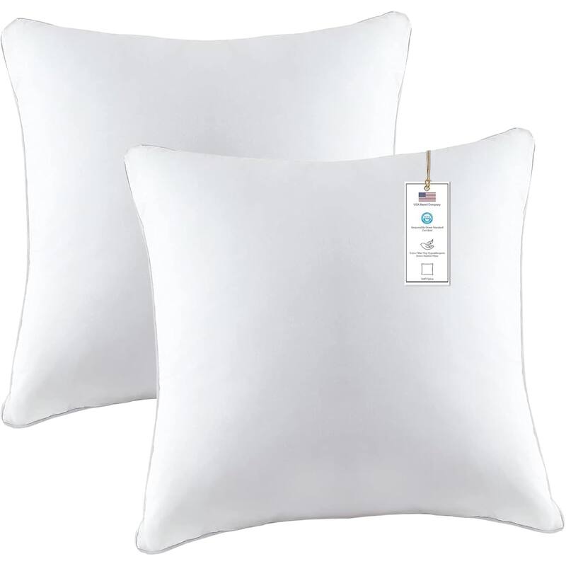 Pillow Insert Sterilized Extra Hypoallergenic Poly Fill, Set of 2