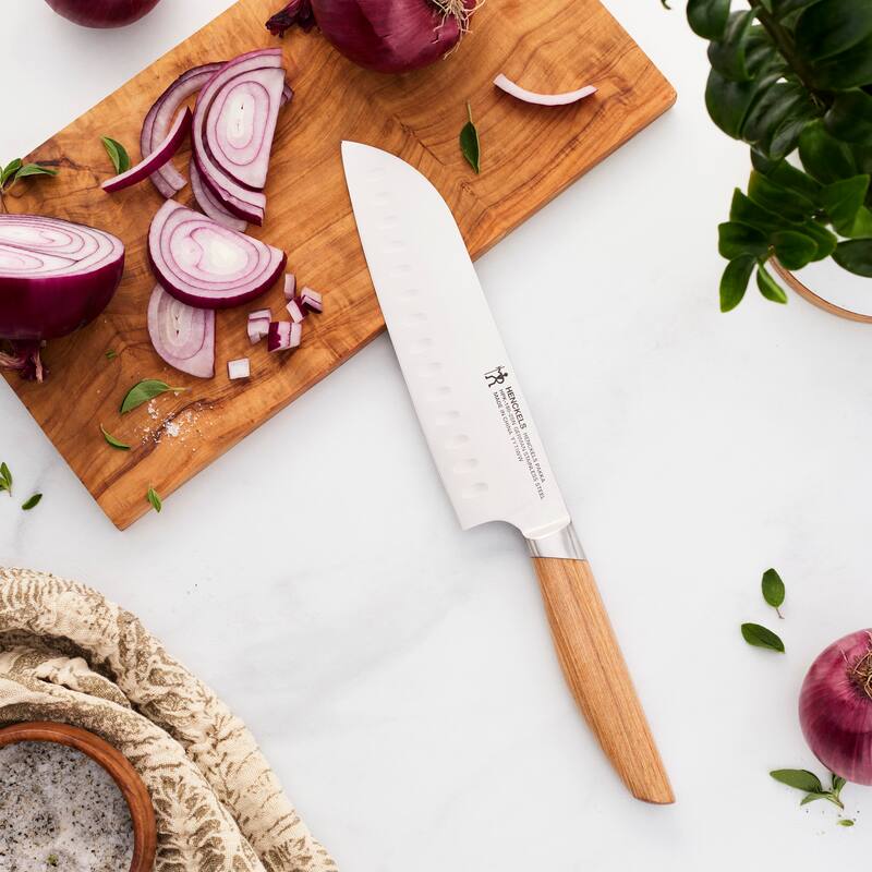 Henckels Pakka 7-inch Hollow Edge Santoku - Wood