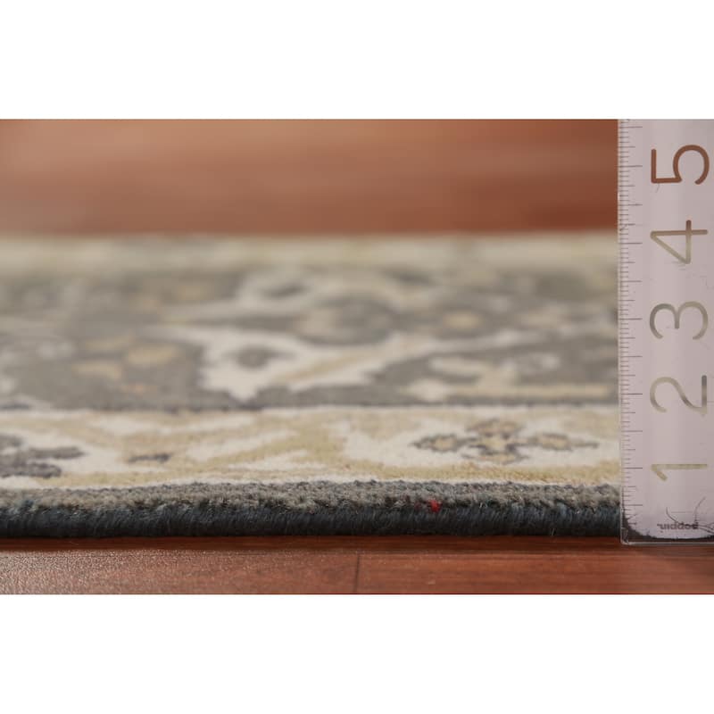 Gray Oushak Oriental Runner Rug Hand-Knotted Wool Carpet - 2'7" x 10'0"