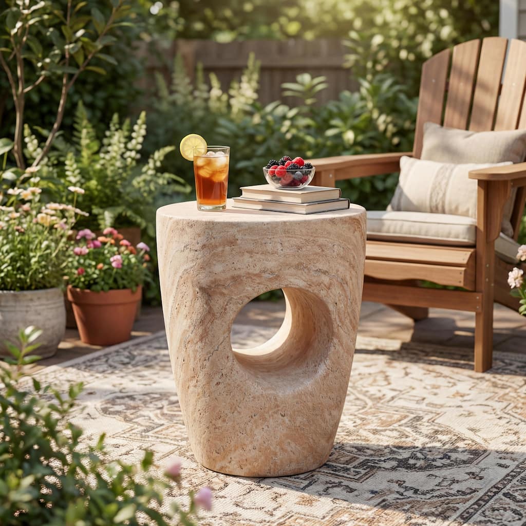 Sirius Indoor/Outdoor Contemporary Lightweight Concrete Accent Side Table by Christopher Knight Home