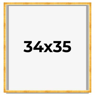 34x35 Shadow Box Frame Gold | 1.625 Inches Deep Real Wood Traditional