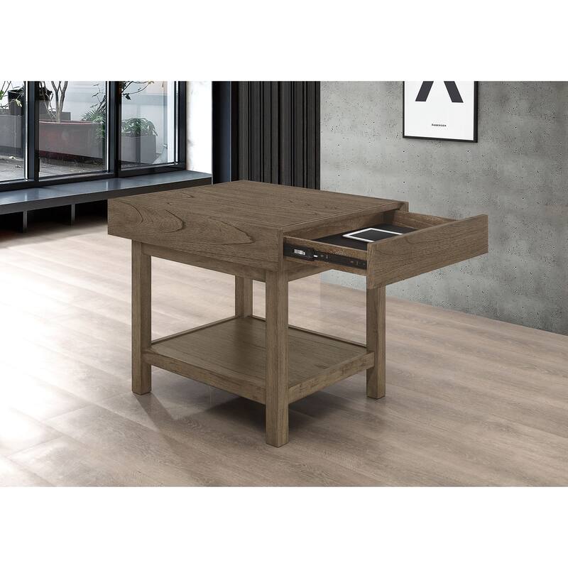 Owen 1-drawer Rectangular Side End Table Wheat Brown