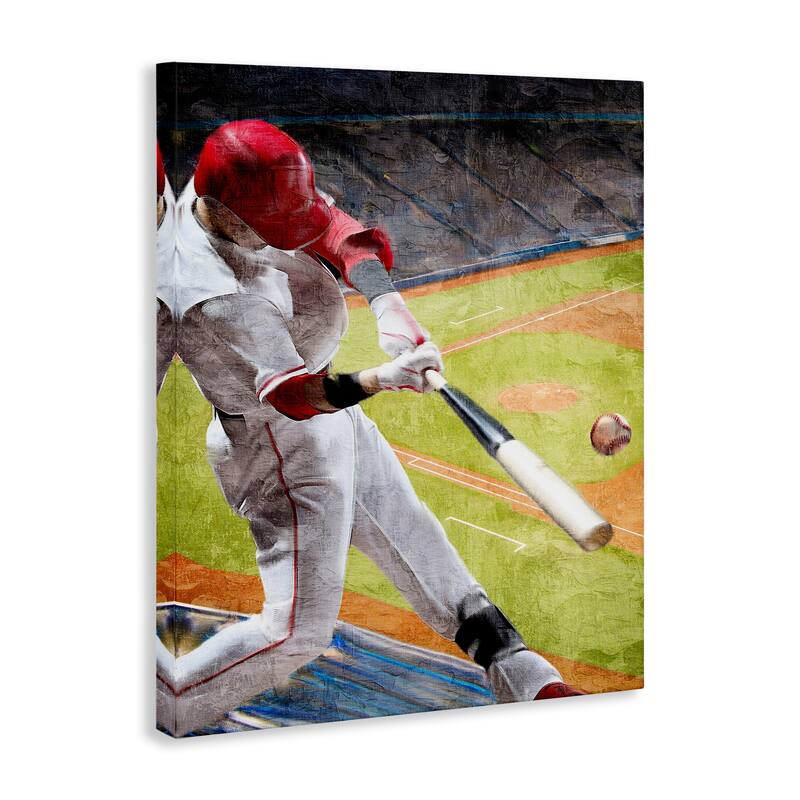 Stupell Athlete Hitting Baseball Canvas Wall Art Design By Kim Allen