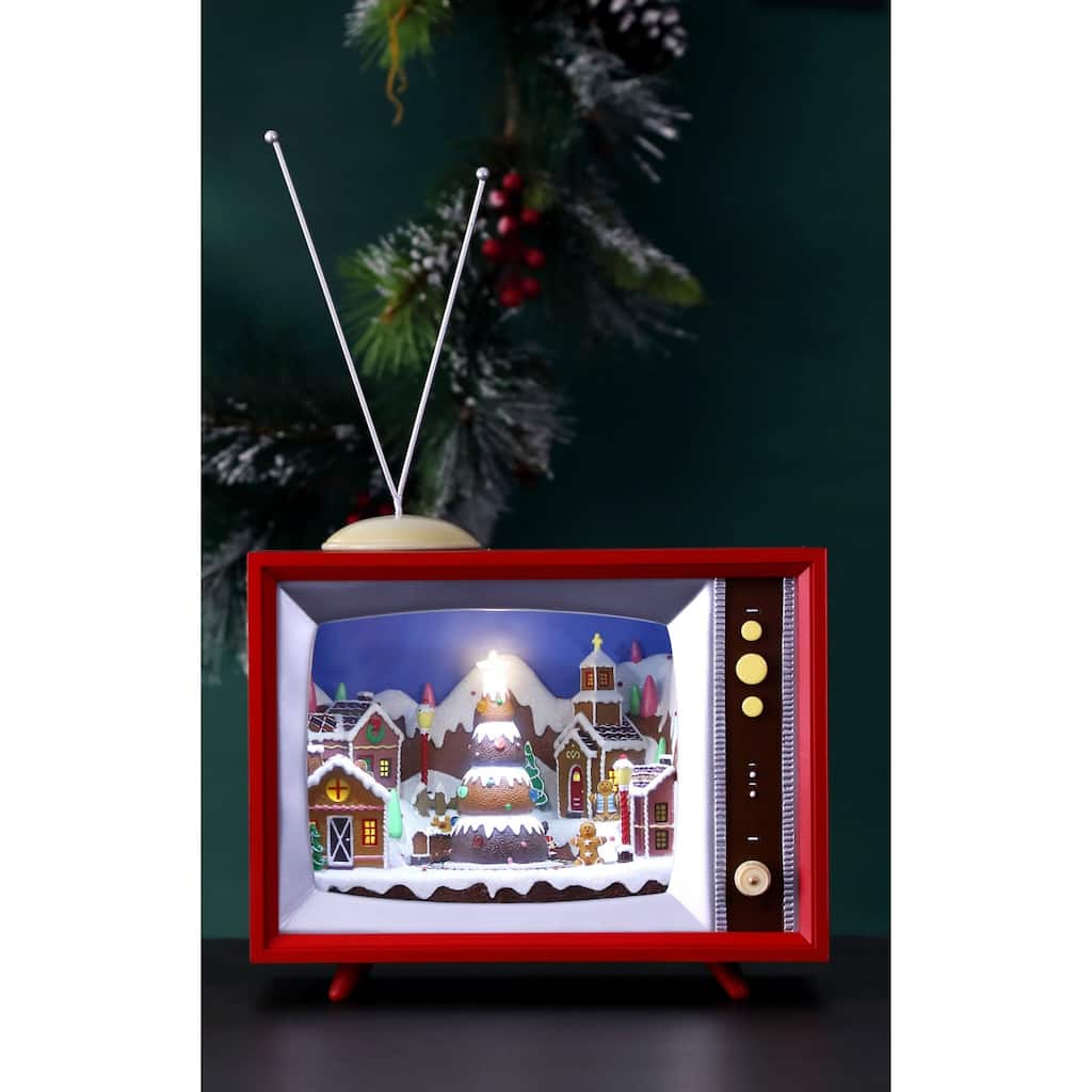 LED Lighted Musical Retro TV Christmas Decorations - 15.5" - Set of 2