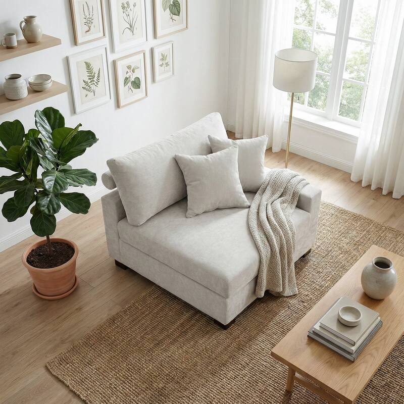 Chenille Upholstered Armless Accent Chair With Plush Cushion