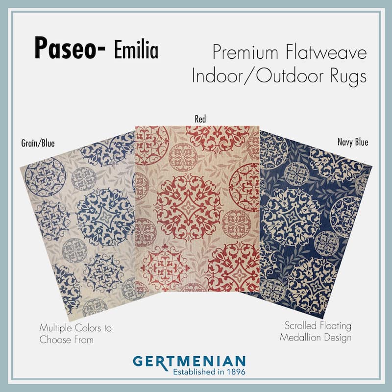 Gertmenian Paseo Emilia Grey Casual Medallion Indoor/ Outdoor Area Rug