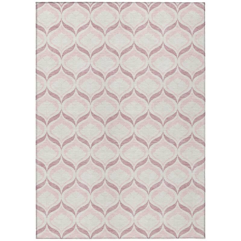 Machine Washable Indoor/ Outdoor Modern Trellis Chantille Rug