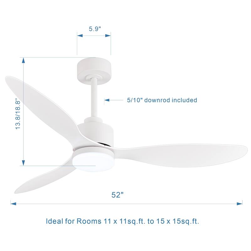 52-inch Ceiling Fans with LED Light Remote and Downrod(3-Blade)