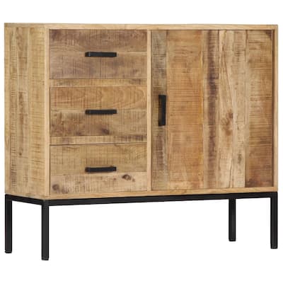 vidaXL Sideboard 34.6"x11.8"x28" Solid Mango Wood