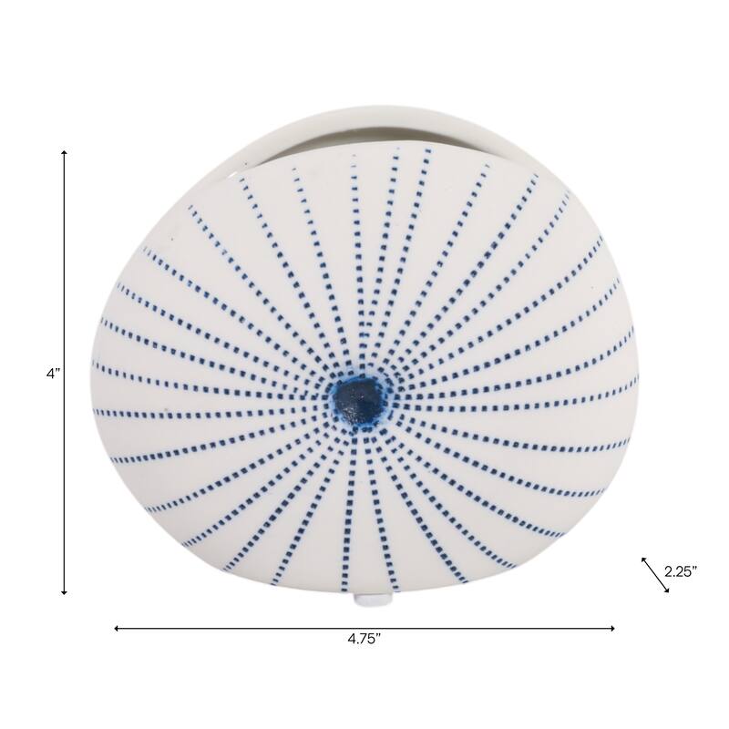 Round Shell Ceramic Vase - Stylish Dotted Pattern Flower Vase