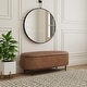 preview thumbnail 8 of 44, HomePop Ellipse Modern Storage Bench with Metal Legs Brown Faux Leather
