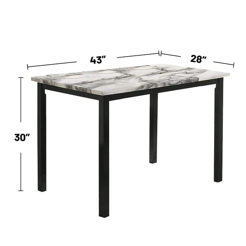 5 Piece Faux Marble Top Dining Set