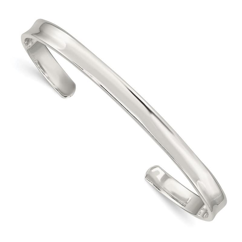 Curata 925 Sterling Silver 5mm Concave Polished Cuff Bangle Bracelet