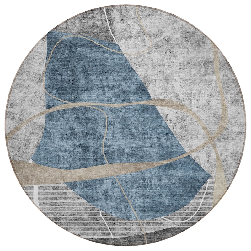 Machine Washable Indoor/ Outdoor Chantille Contemporary Abstract Rug