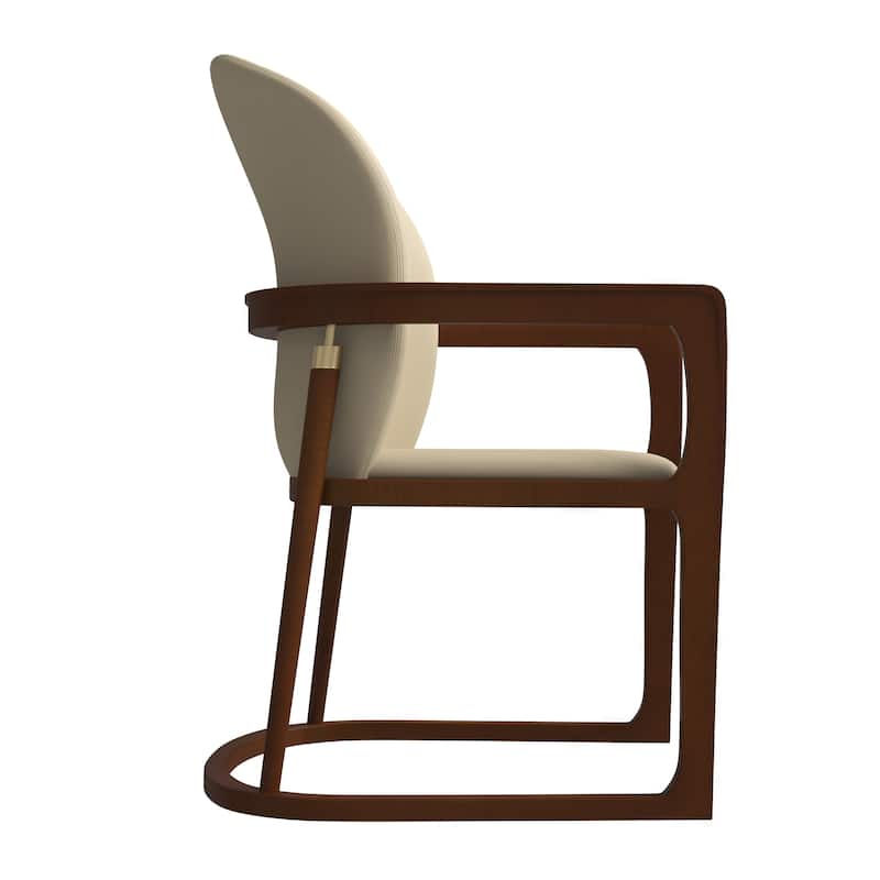 LeisureMod Svelta Modern Leather Dining Chair - Mid century Accent Arm Chair for Home Office Kitchen Dining Room