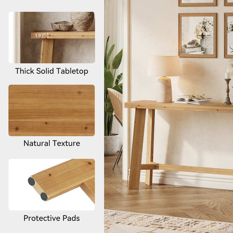 63-Inch Solid Wood Console Table for Living Room