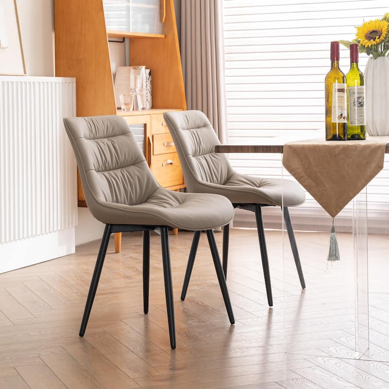 Faux Leather Dining Chairs Set of 2, Modern Upholstered Seat