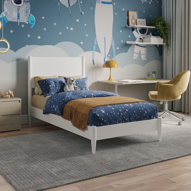 Pasadena Solid Wood Low Profile Platform Bed - White - Twin