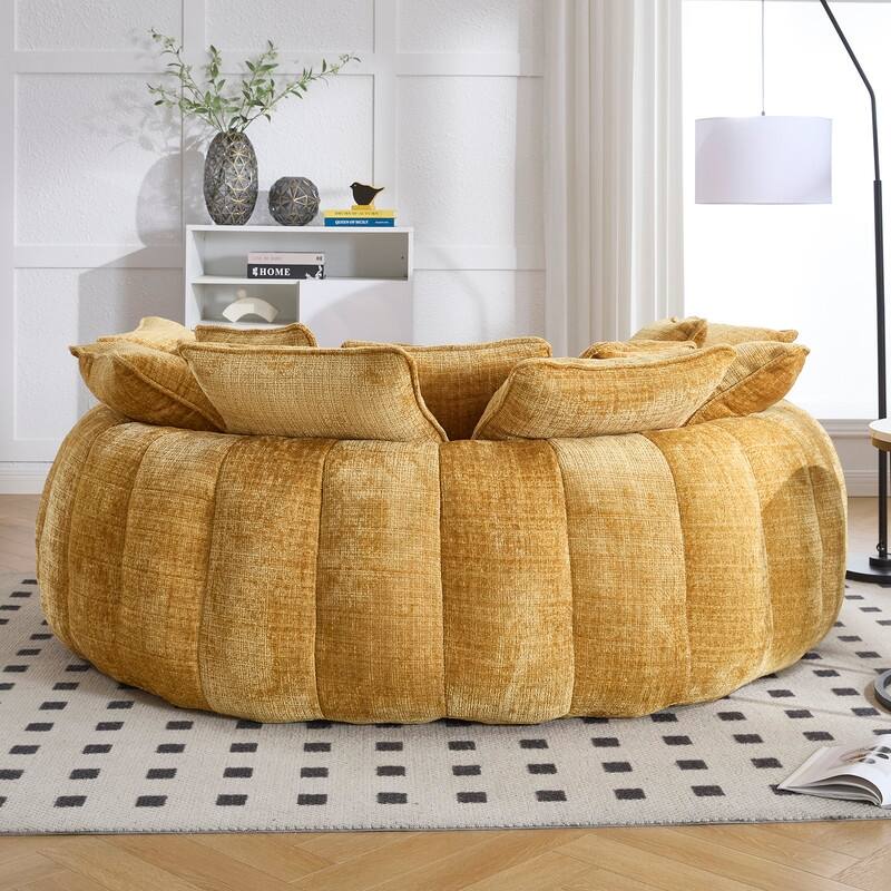 81.10" Double Bread Extra Large Round Sofa Bed with Armrests and Large Cushions