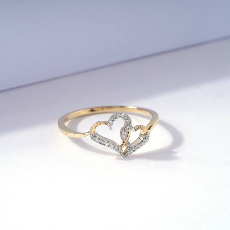 1/20ct TDW Diamond Heart Ring in 10k Gold for Women
