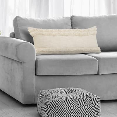 Sevita Beverly Fringed Solid Lumbar Throw Pillow